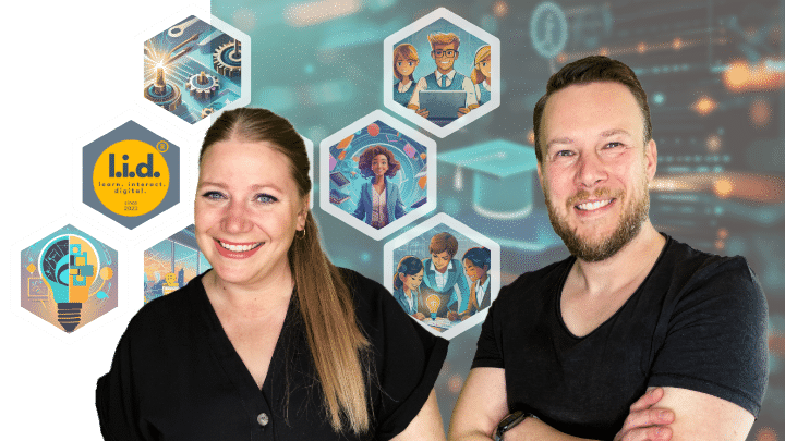 Porträt von Lea Wurm und Tobias Hombach, Gründer von l.i.d. – learn. interact. digital.