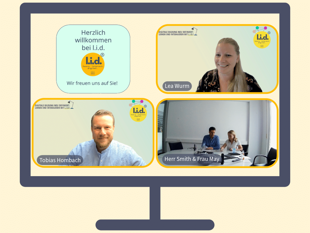 Zoom-Beratung mit Lea Wurm und Tobias Hombach von l.i.d., im Gespräch mit einem Kunden.